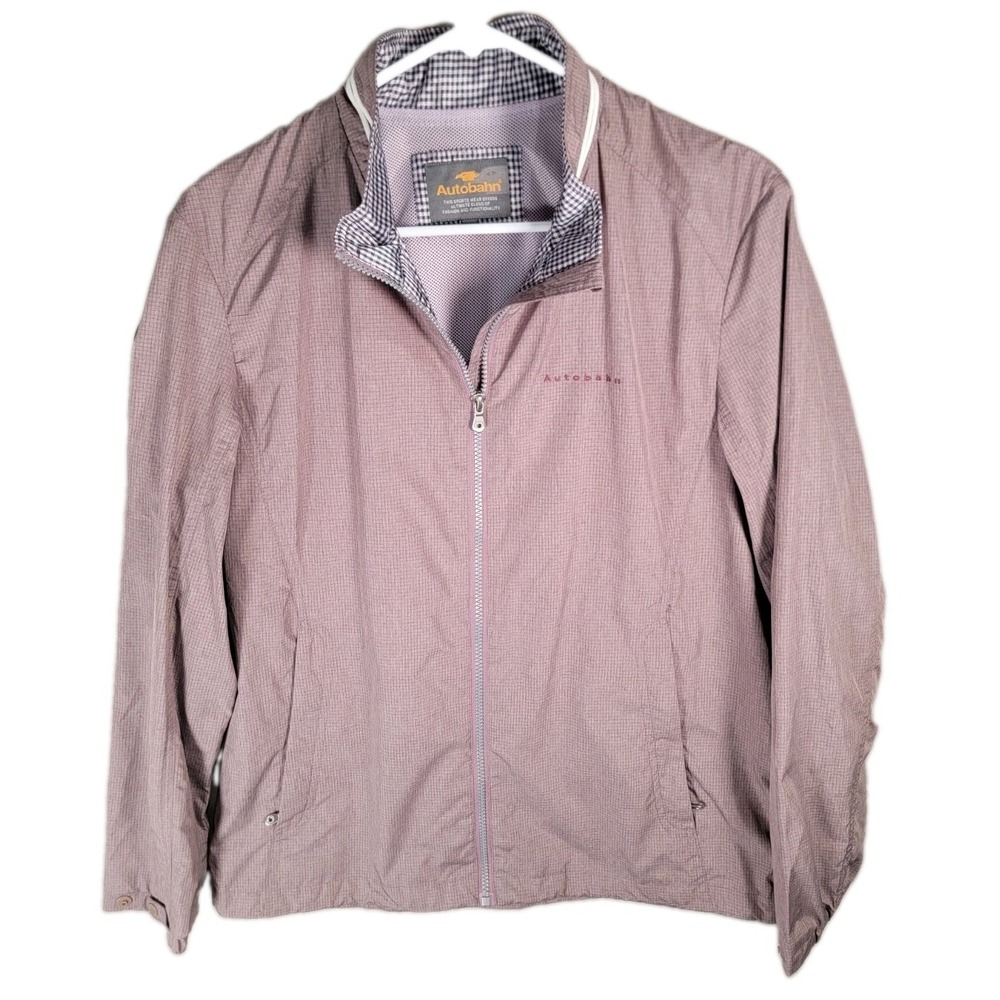 Autobahn Golf Wear Jacket Mens M Brown Plum Gingham Windbreaker Full Zip Korea